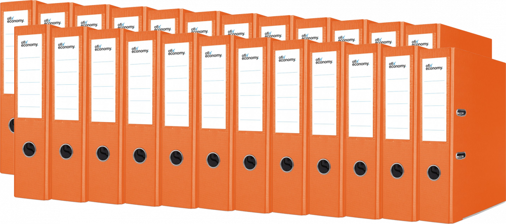 24x Segregator A4 Ofix Economy, z wyklejką, 75mm, do 500 kartek, pomarańczowy