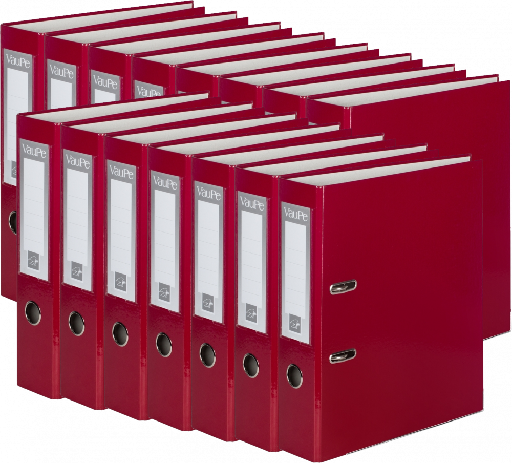 15x Segregator A4 VauPe FCK, 75mm, do 500 kartek, bordowy