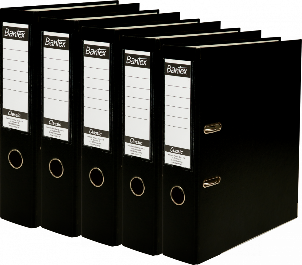 5x Segregator A4 Bantex Budget Classic, 75mm, do 500 kartek, czarny
