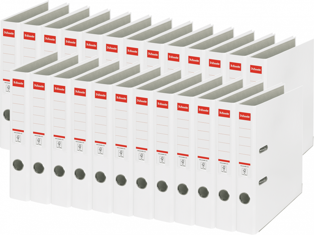 25x Segregator A4 Esselte, 50mm, do 350 kartek, ekonomiczny, biały