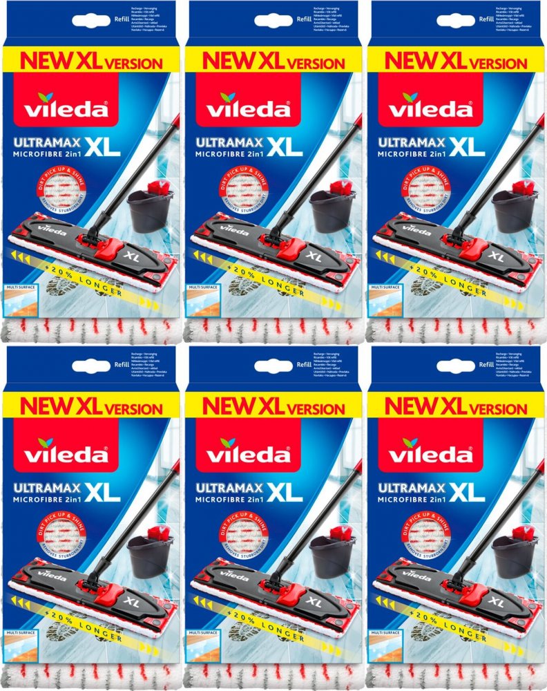 6x Wkład do mopa płaskiego Vileda Ultramax XL/Ultramat XL, końcówka