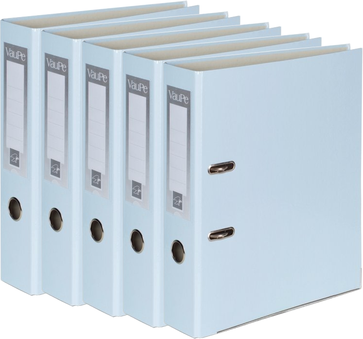 5x Segregator A4 VauPe FCK, 75mm, do 500 kartek, błękitny