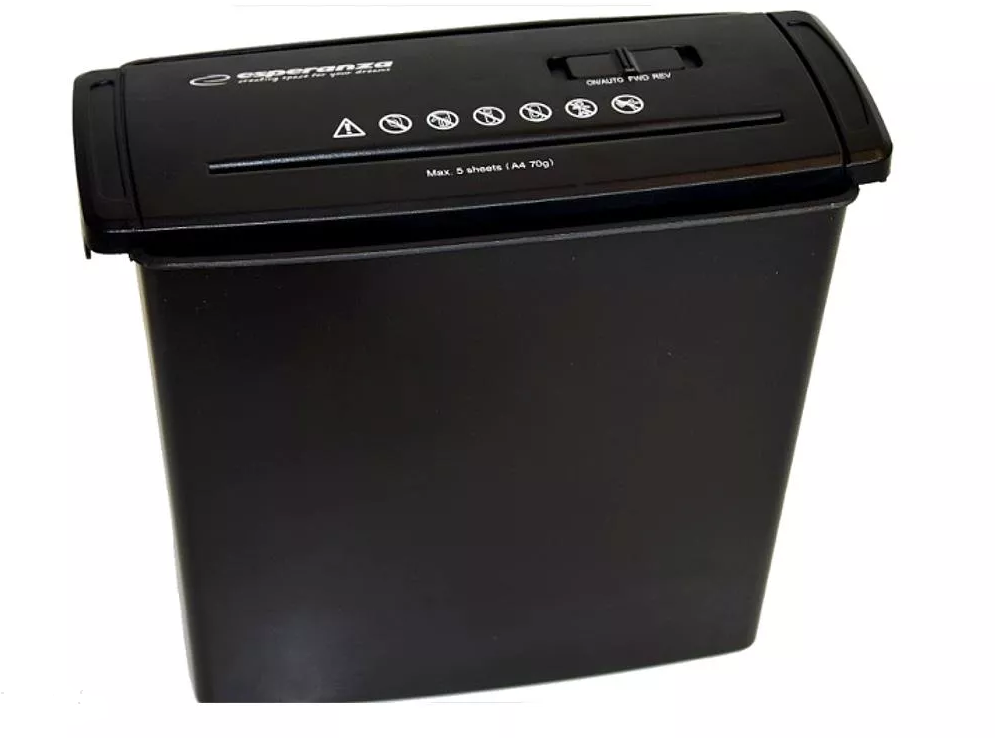 Outlet: USZKODZONY Niszczarka Esperanza Blade, pasek 7mm, 5 kartek, P-1 DIN, czarny