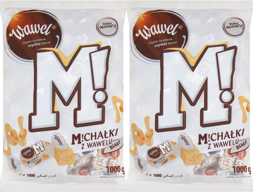 2x Cukierki Michałki Wawel, orzechowy w białej czekoladzie, 1kg