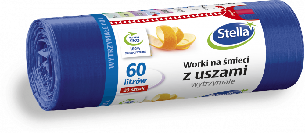 Worki na śmieci Stella, na odpady zmieszane, ekologiczne, 60l, 20 sztuk, granatowy