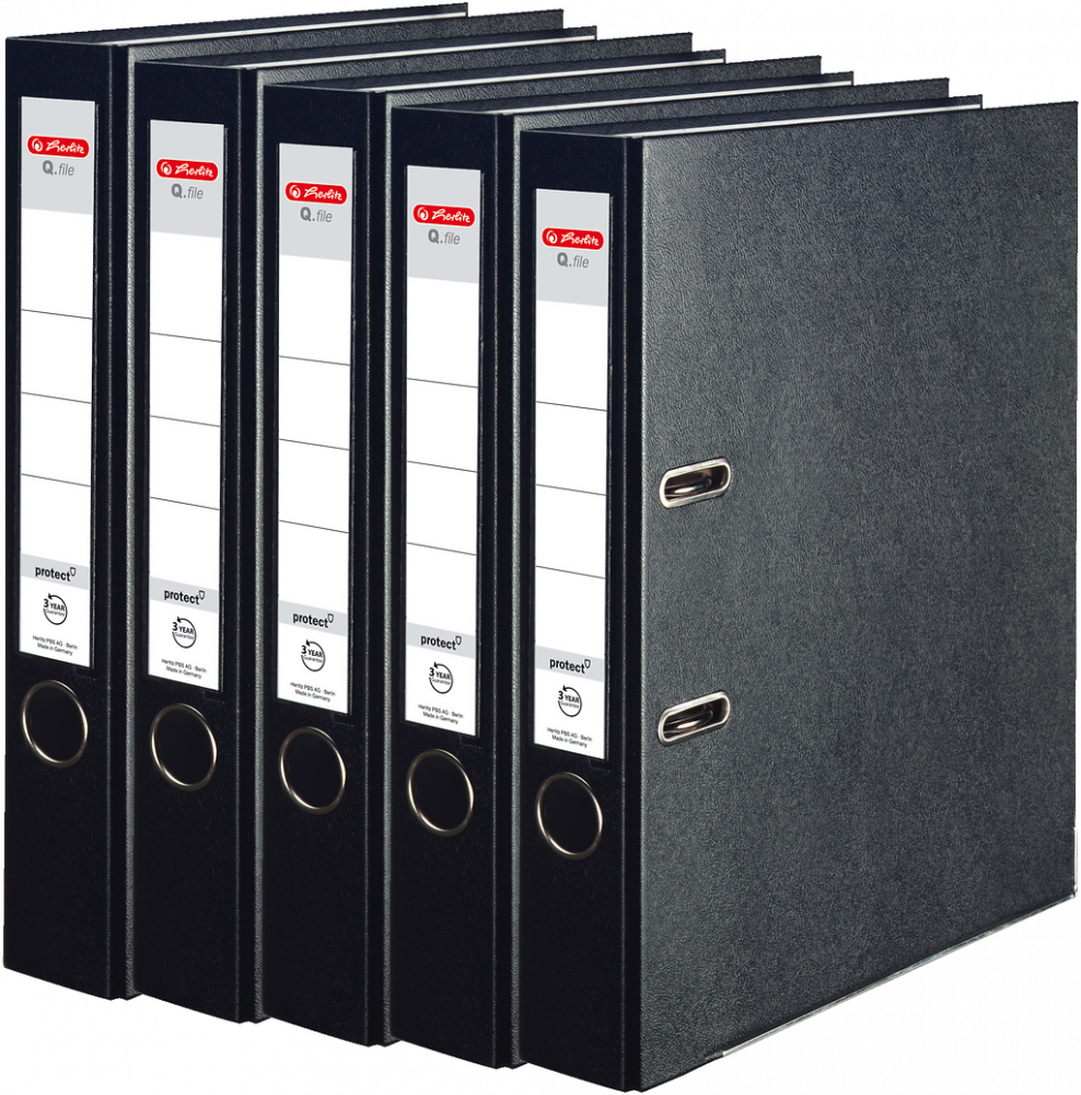 5x Segregator A4 Herlitz Q.file, 50mm, czarny