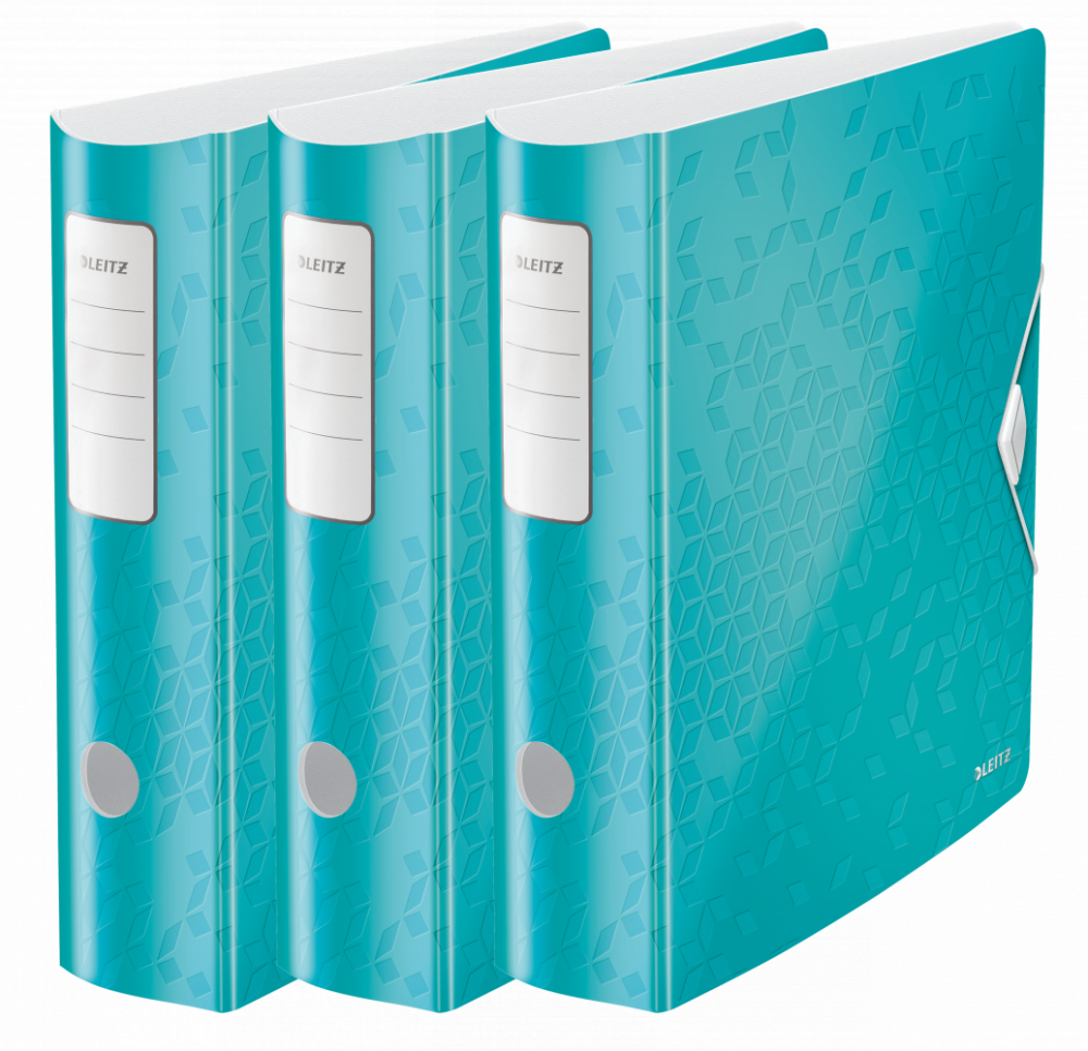 3x Segregator A4 Leitz 180° Active Wow, 75mm, do 500 kartek, turkusowy