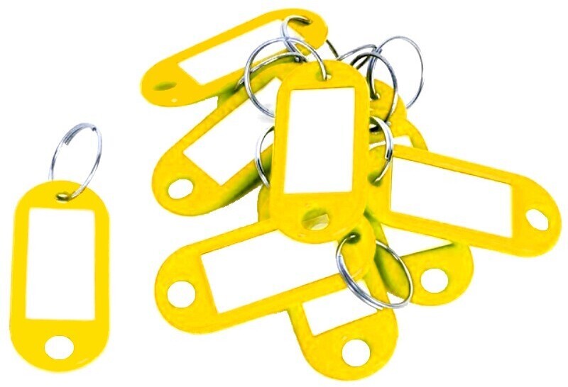 10x Zawieszki do kluczy D.Rect, plastik, 10 sztuk, żółty