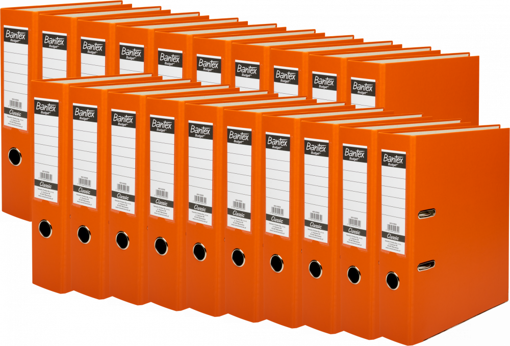 20x Segregator A4 Bantex Budget Classic, 75mm, do 500 kartek, pomarańczowy