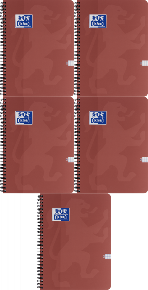 5x Kołonotatnik Oxford Touch Trend, B5, w kratkę, 100 kartek, okładka kartonowa, mix kolorów