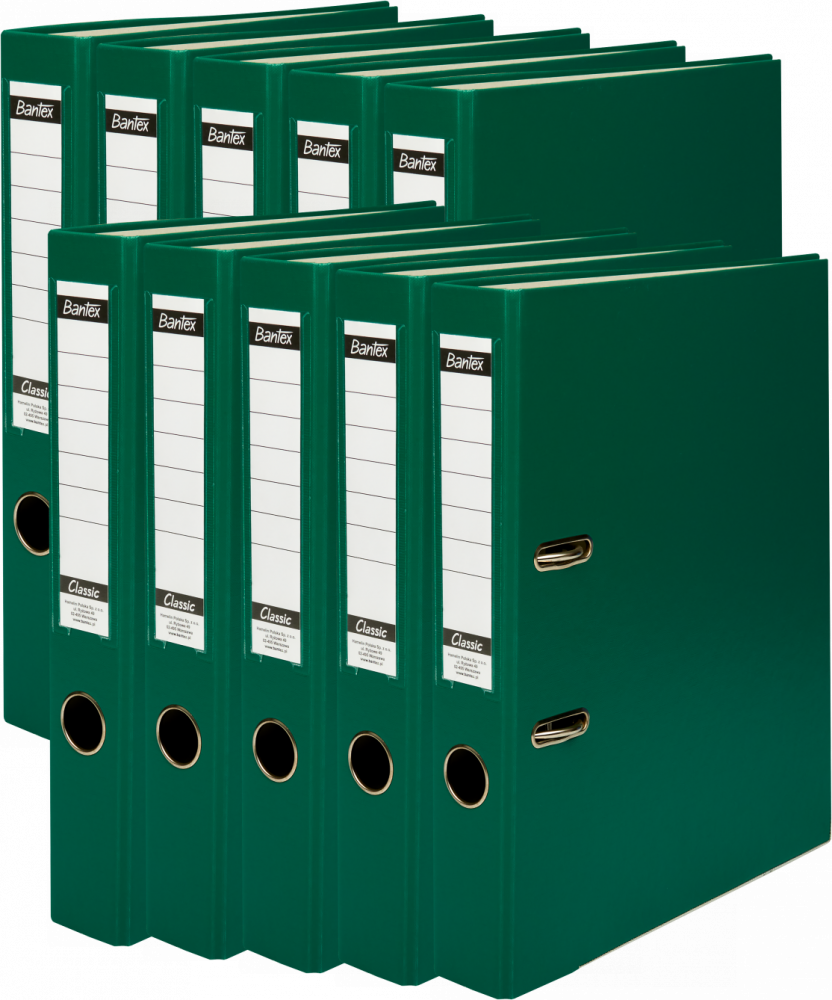 10x Segregator A4 Bantex Budget Classic, 50mm, do 350 kartek, zielony