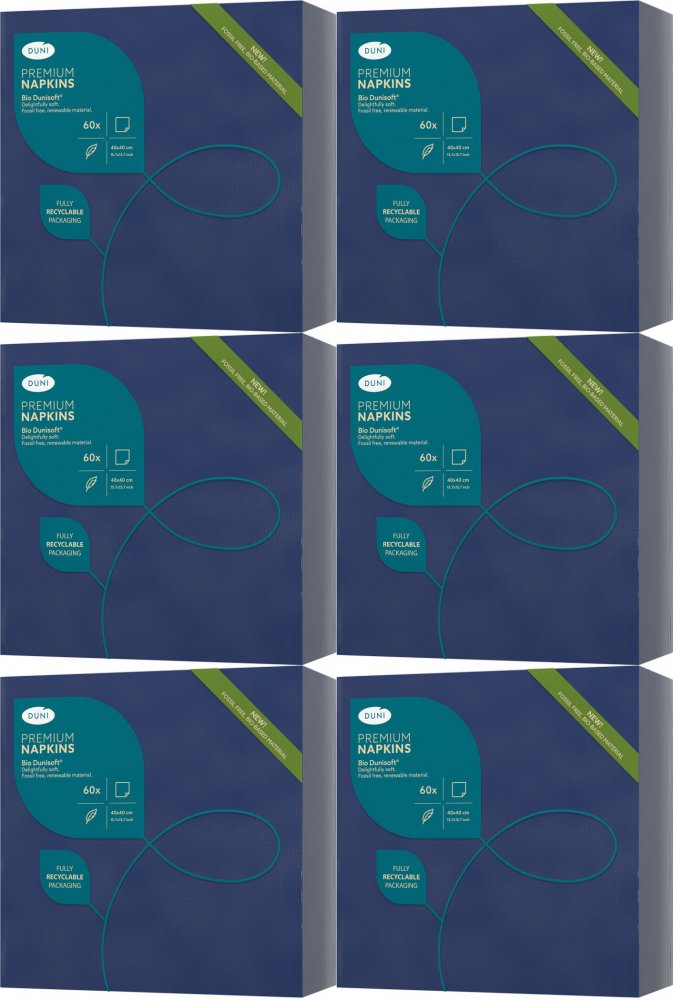 6x Serwetki Duni Bio Dunisoft, 40x40cm, 60 sztuk, granatowy