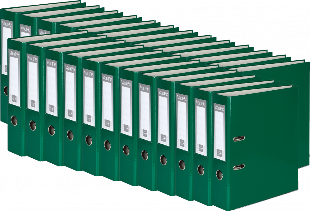 25x Segregator A4 VauPe FCK, 75mm, do 500 kartek, ciemnozielony