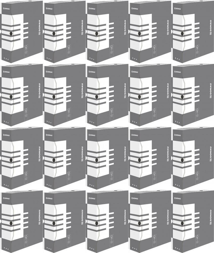 20x Pudło archiwizacyjne Donau, do luźnych dokumentów, 100mm, szary