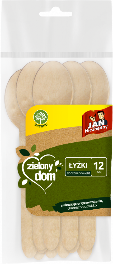 Łyżki jednorazowe Jan Niezbędny Zielony Dom, drewno, 12 sztuk, brązowy jasny