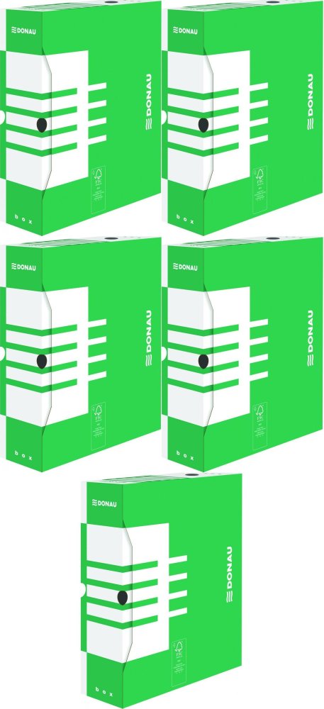 5x Pudło archiwizacyjne Donau, do luźnych dokumentów, 100mm, zielony