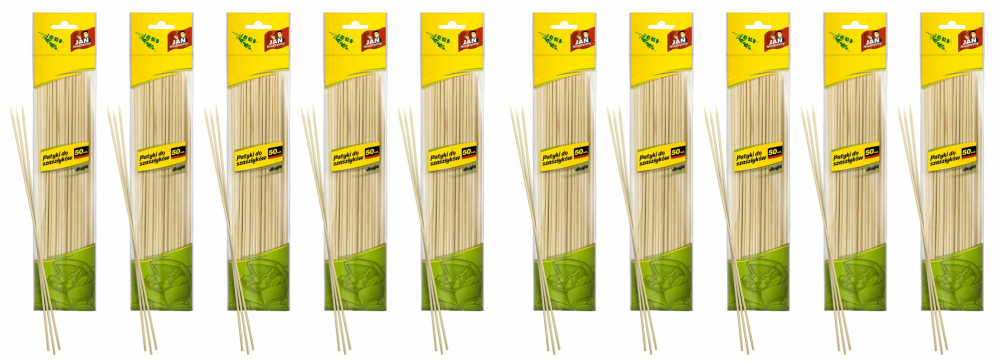 10x Patyczki do szaszłyków Jan Niezbędny, długie, 30cm, 50 sztuk