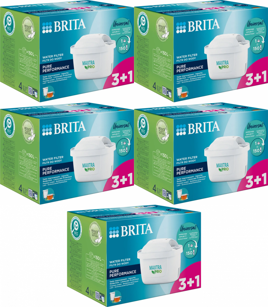 5x Wkład filtrujący Brita Maxtra Pro Pure Performance, 3 sztuki + 1 gratis