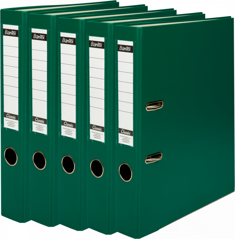 5x Segregator A4 Bantex Budget Classic, 50mm, do 350 kartek, zielony