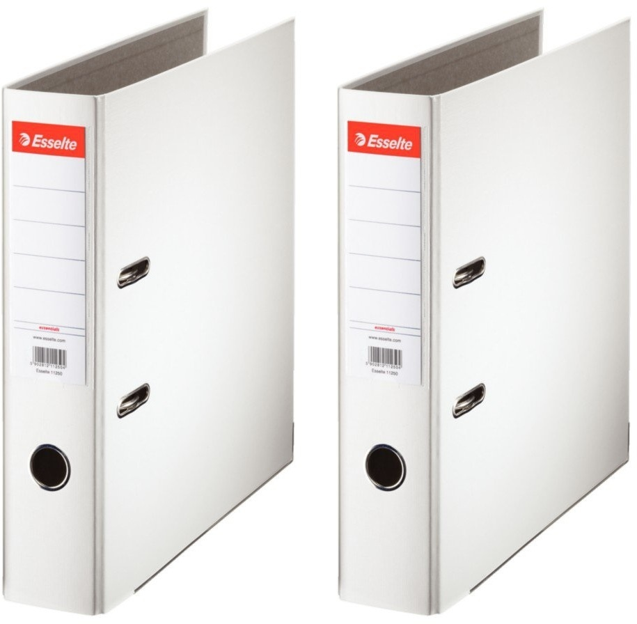 2x Segregator A4 Esselte, 75mm, do 500 kartek, ekonomiczny, biały