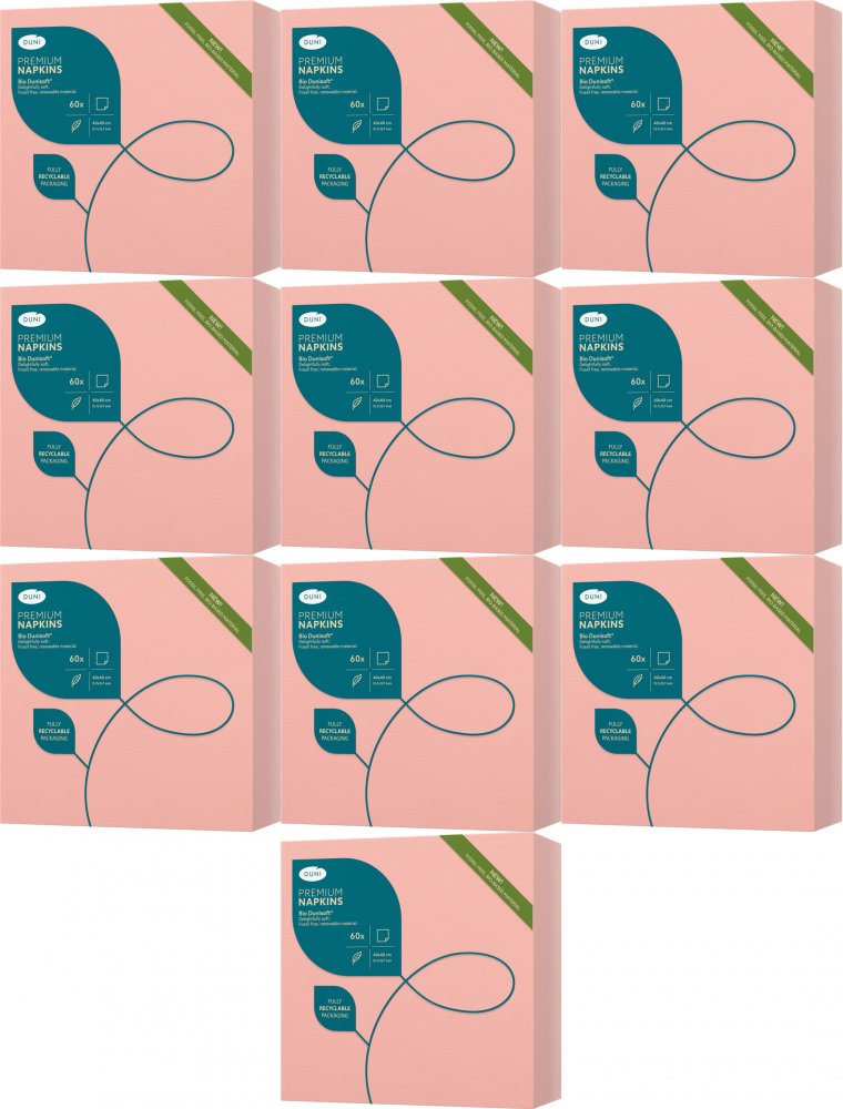 10x Serwetki Duni Bio Dunisoft, 40x40cm, 60 sztuk, jasnoróżowy