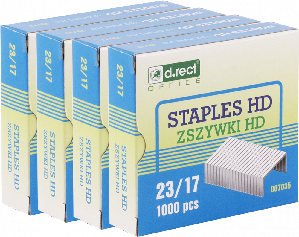 4x Zszywki D.Rect HD 23/17, 1000 sztuk, srebrny