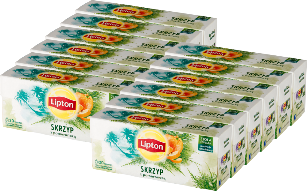 12x Herbata ziołowa w torebkach Lipton, skrzyp z pomarańczą, 20 sztuk x 1g