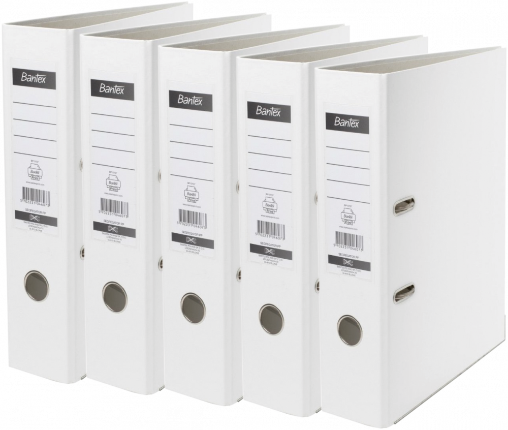 5x Segregator A4 Bantex XXL, szerokość grzbietu 80mm, do 600 kartek, biały