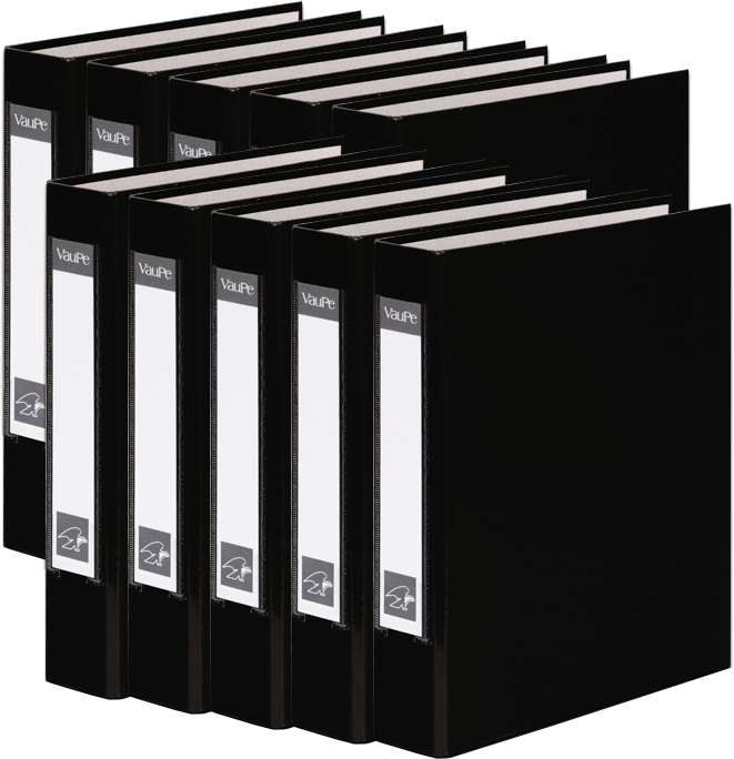 10x Segregator ringowy Vaupe, A5, szerokość grzbietu 40mm, 2 ringi, czarny