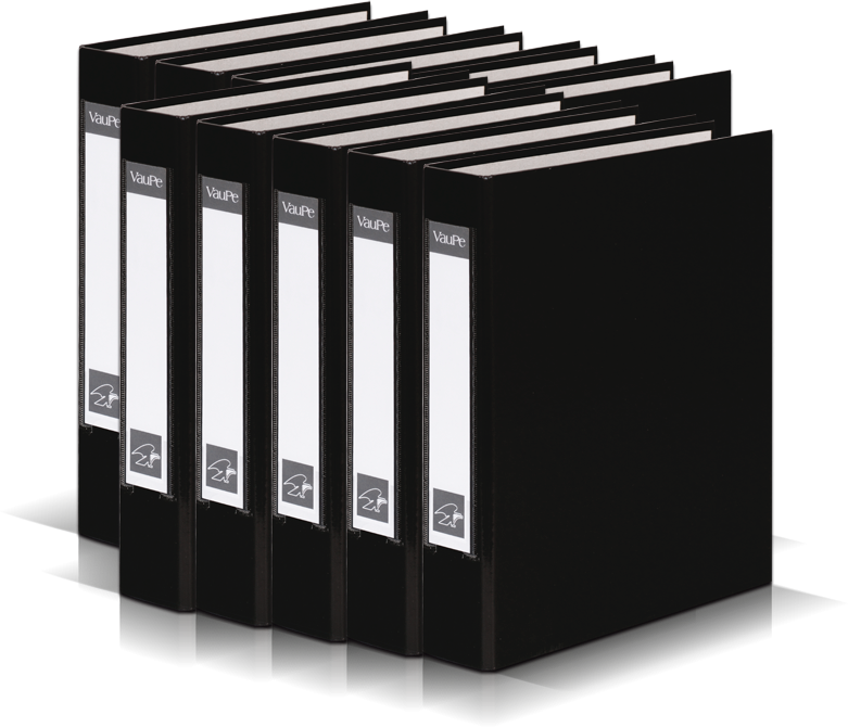10x Segregator ringowy Vaupe, A5, szerokość grzbietu 40mm, 4 ringi, czarny