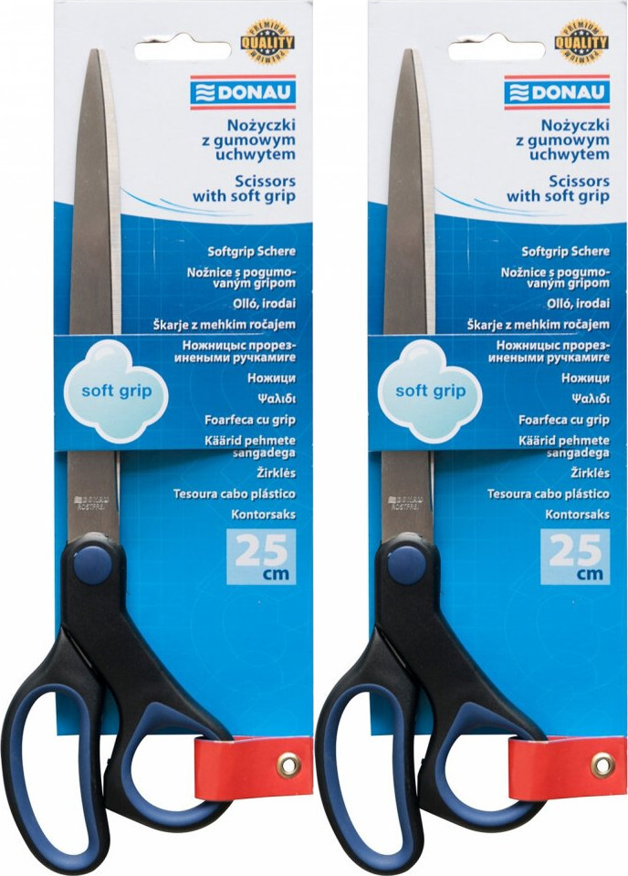 2x Nożyczki biurowe Donau Soft Grip, 25cm, czarno-niebieski