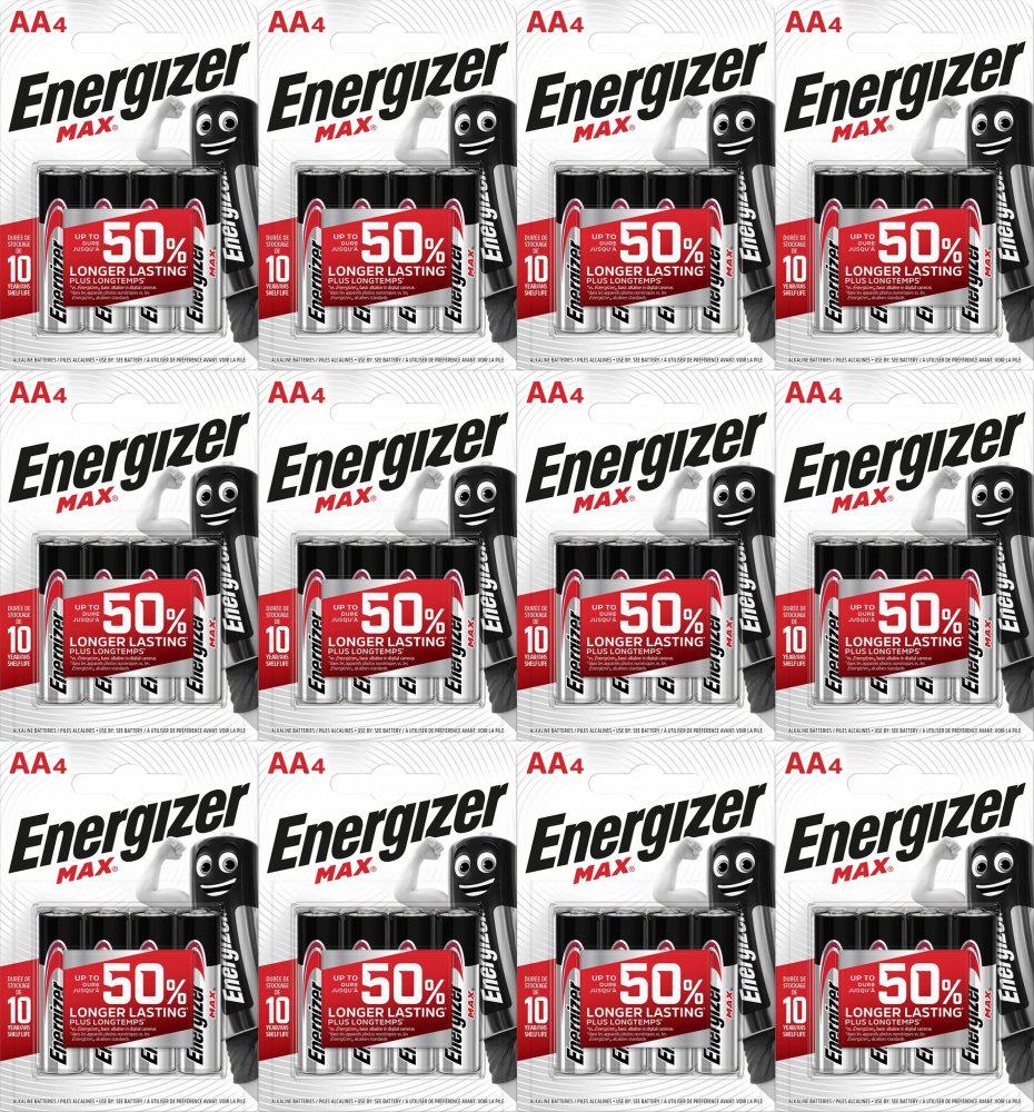 12x Bateria Energizer Max, AA, E91, 1.5V, 4 sztuki