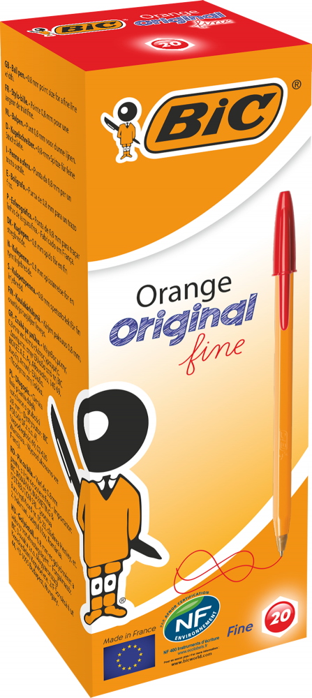 20x Długopis Bic, Orange, 0.8mm czerwony