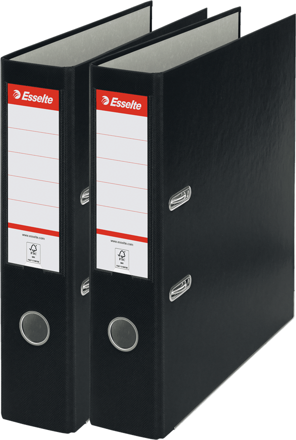 2x Segregator A4 Esselte, 75mm, do 500 kartek, ekonomiczny, czarny