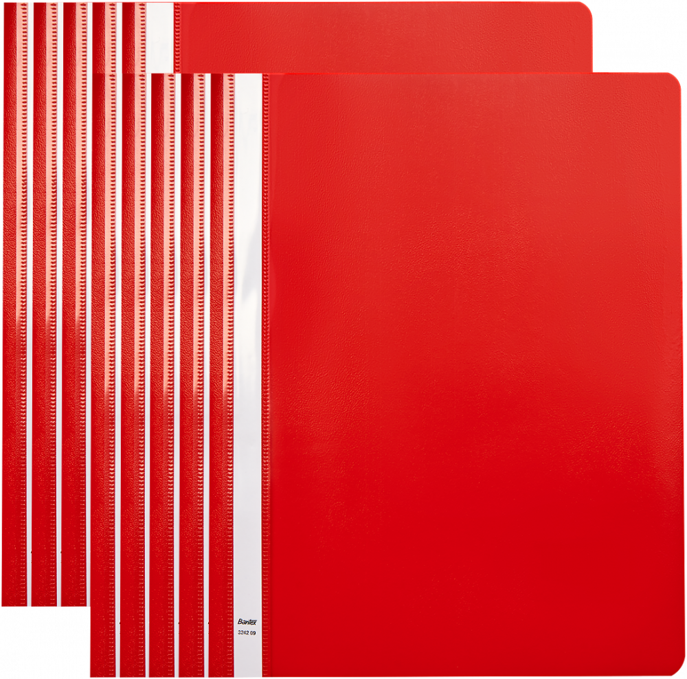 10x Skoroszyt plastikowy bez oczek Bantex Maxi, A4 +, czerwony