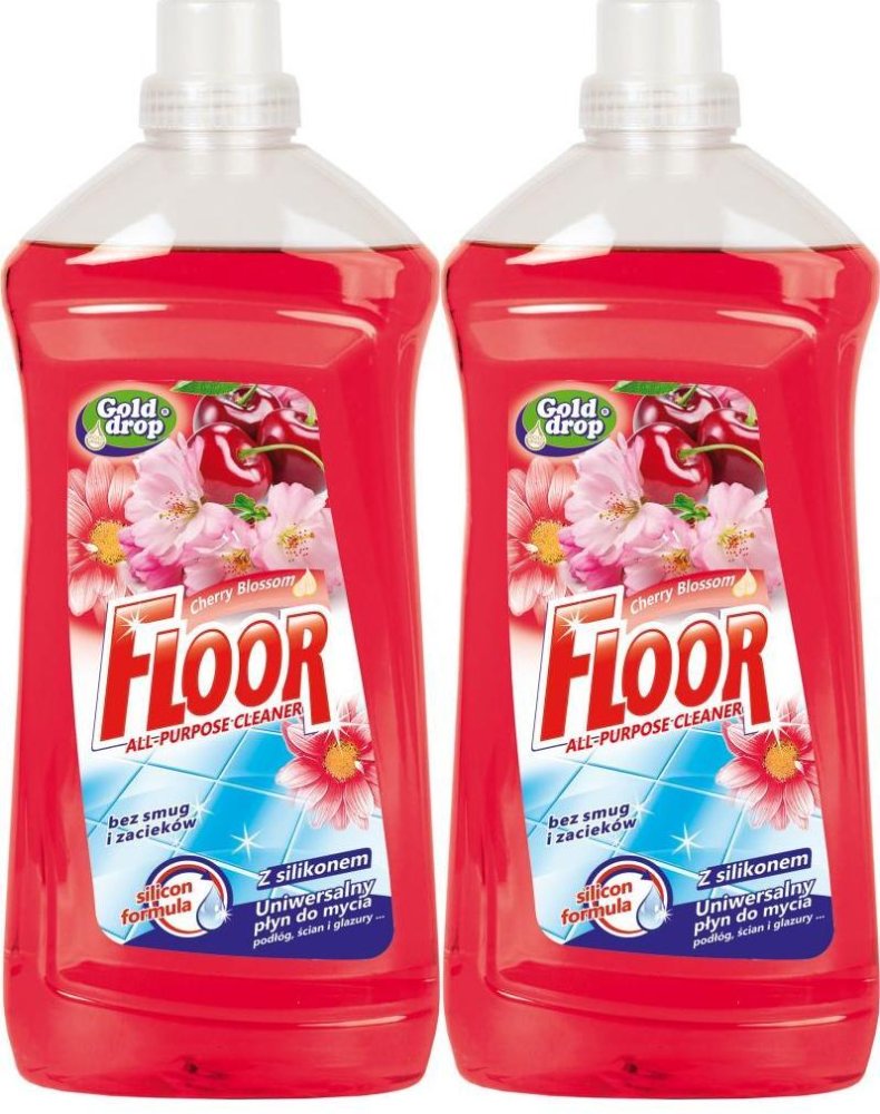 2x Płyn uniwersalny Floor Gold Drop, z silikonem, kwiaty wiśni, 1.5l