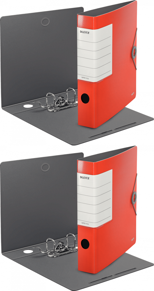 2x Segregator Leitz Active Solid 180°, A4, 62 mm, do 350 kartek czerwony