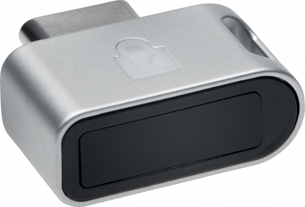 Zabezpieczenie z czytnikiem linii papilarnych Kensington VeriMark Guard USB-C, srebrno-czarny