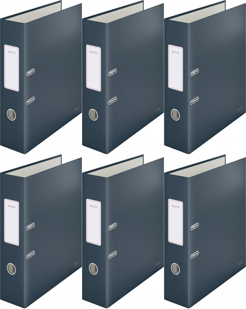 6x Segregator A4 Leitz 180°Cosy Soft Touch, 80mm, do 600 kartek, szary