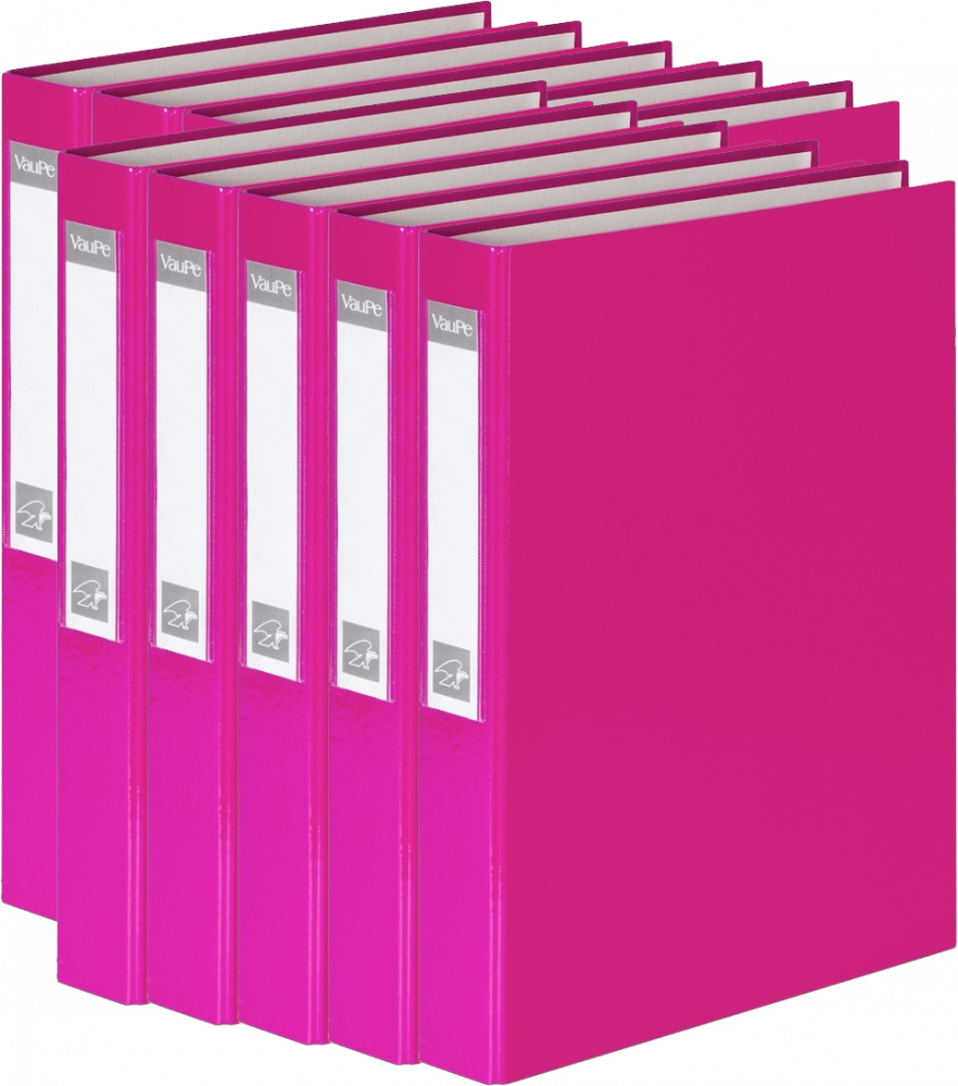 10x Segregator ringowy VauPe, A4, szerokość grzbietu 40mm, do 200 kartek, 4 ringi, różowy