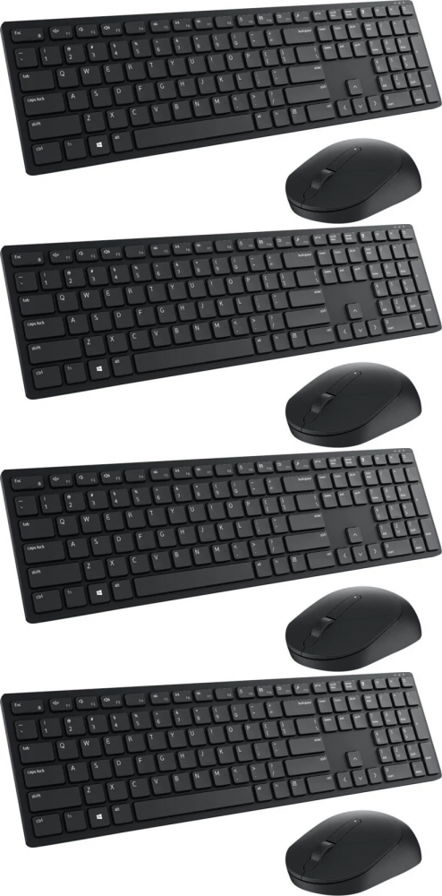 4x Zestaw bezprzewodowy Dell KM5221W, klawiatura + mysz, czarny