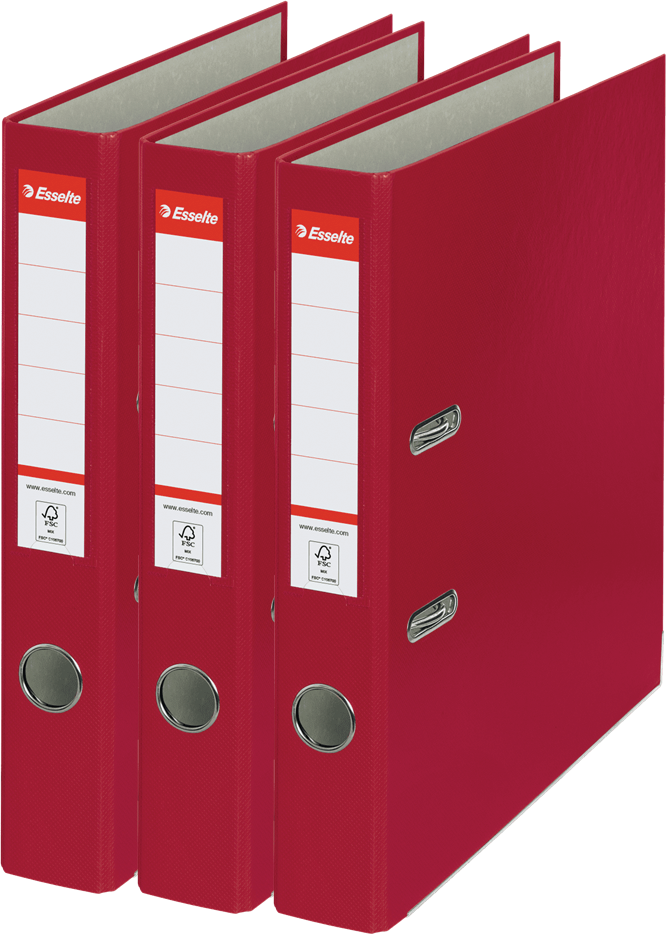 3x Segregator A4 Esselte, 50mm, do 350 kartek, ekonomiczny, bordowy