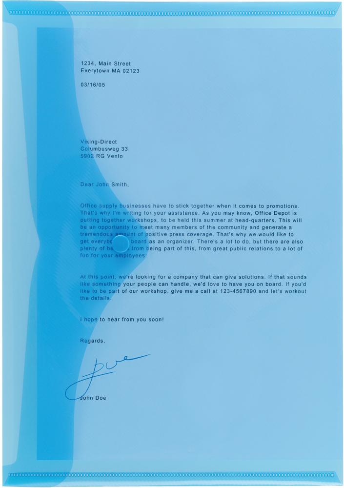 Teczka kopertowa Viking, A4, na zatrzask, 1 sztuka przezroczysty niebieski