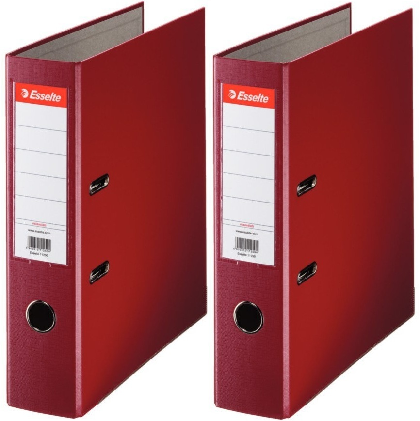 2x Segregator A4 Esselte, 75mm, do 500 kartek, ekonomiczny, bordowy