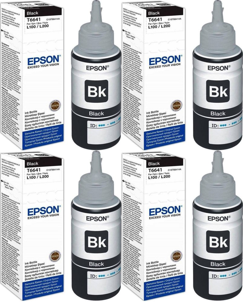 4x Tusz Epson T6641 (C13T66414A), 4000 stron, black (czarny)
