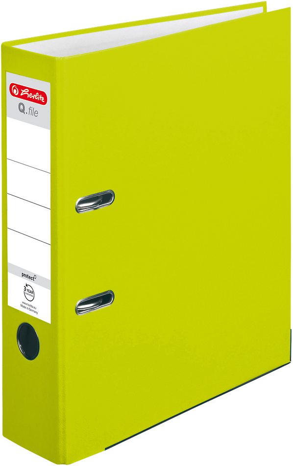 Segregator A4 Herlitz Q.file, 80mm, limonkowy