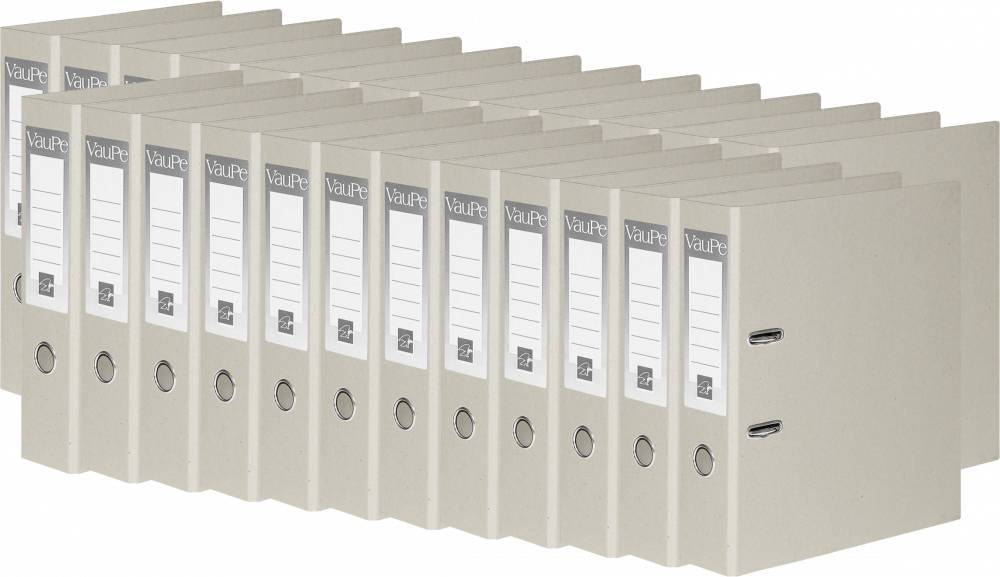25x Segregator A4 VauPe TJ ECO, szerokość grzbietu 75mm, do 500 kartek, szary