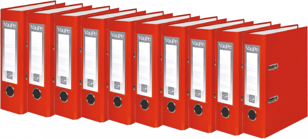 10x Segregator A5 VauPe FCK, 75mm, do 500 kartek, czerwony