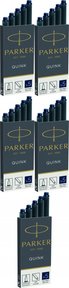 5x Naboje do pióra wiecznego Parker, długie, 5 sztuk, granatowy