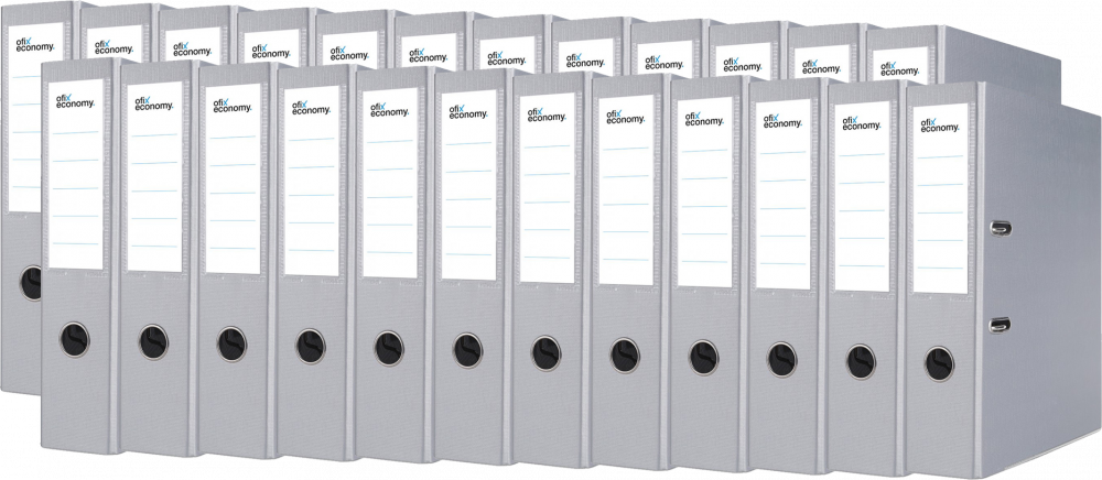 24x Segregator A4 Ofix Economy, z wyklejką, 75mm, do 500 kartek, szary